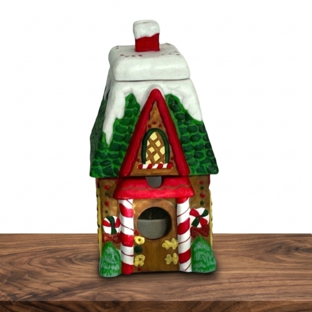 Gingerbread House Holiday Potpourri Warmer PorcelainCeramic 3 Piece Hand Painted